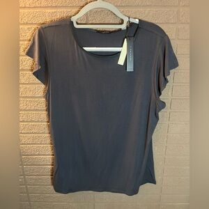 T Tahari Charcoal Short Sleeve Top